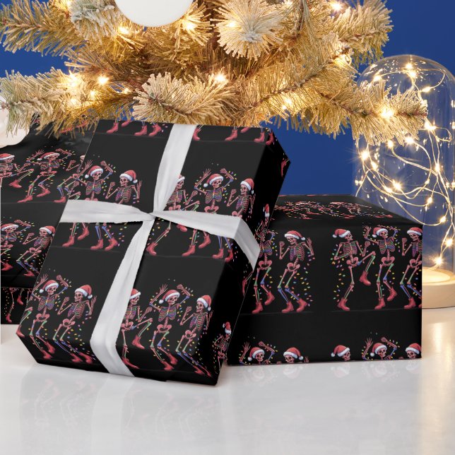 Skeleton Weihnachts-Tanz Skeleton Lights Merry Geschenkpapier (Feiertage)