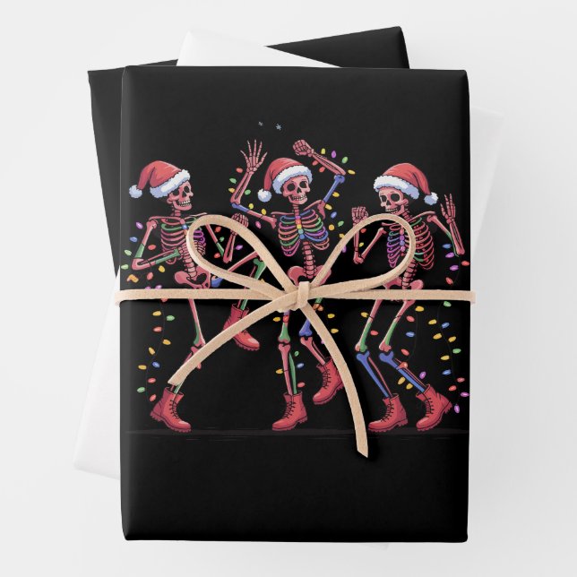 Skeleton Weihnachts-Tanz Skeleton Lights Merry Geschenkpapier Set (Beispiel)