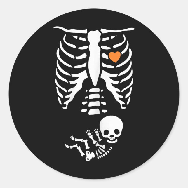 Skeleton Xray Halloween Costume Pregnant Women Mom Runder Aufkleber (Vorderseite)