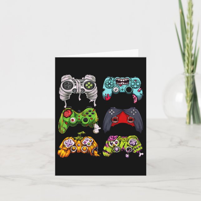 Skeleton Zombie Gaming Controller Halloween Gamer Karte (Vorderseite)