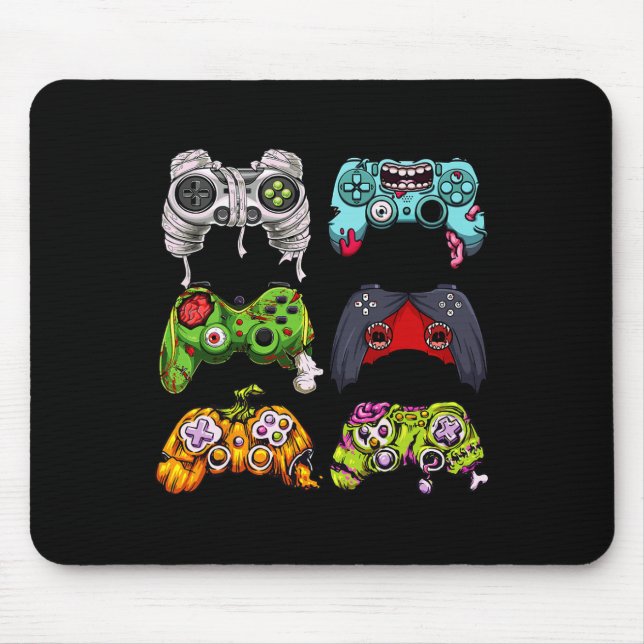 Skeleton Zombie Gaming Controller Halloween Gamer Mousepad (Vorne)