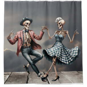Skeletons de danse rétro Rideau de douche d'Hallow