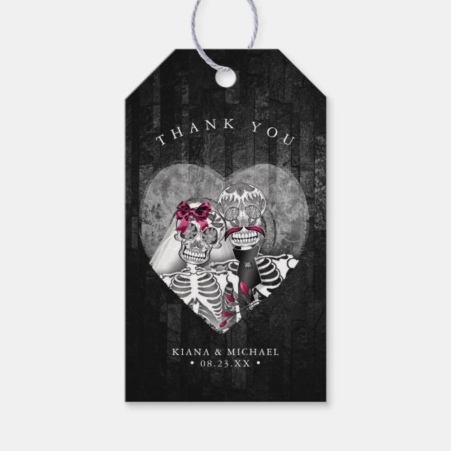 Skeletons Gothic Danke Burgund ID866 Geschenkanhänger (Vorderseite)