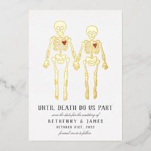 Skeletons romantiques Foil Invitation