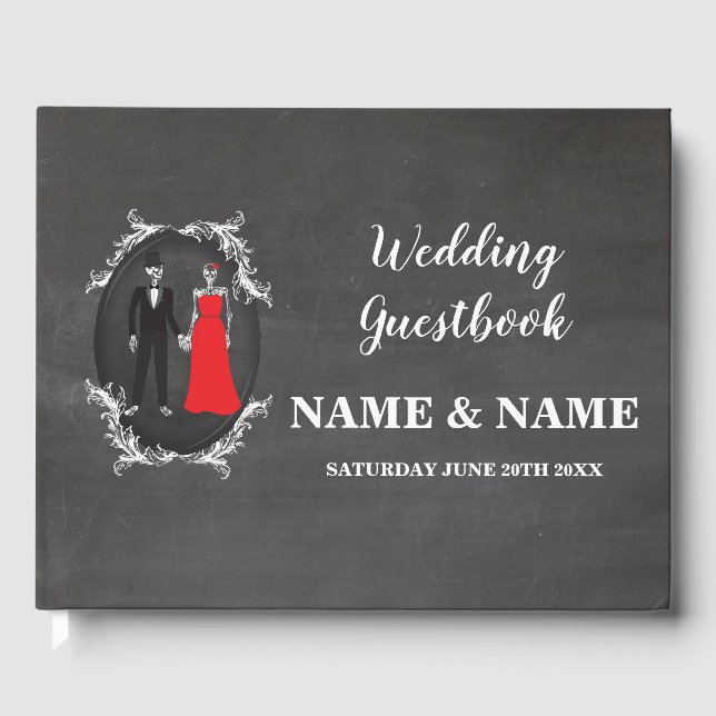 Skeletons Skulls für Hochzeiten Gästebuch (Vorderseite)