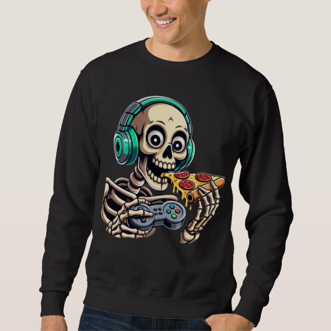 Skeletons ultimativer Cheat Day: Cheesy Pizza Gami Sweatshirt (Vorderseite)