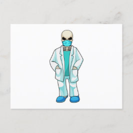 Skelett als Arzt mit Gesichtsmaske Postkarte