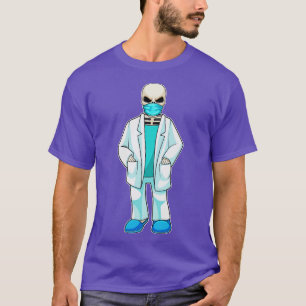 Skelett als Arzt mit Gesichtsmaske T-Shirt