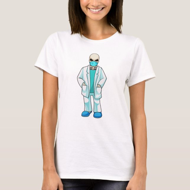 Skelett als Arzt mit Gesichtsmaske T-Shirt (Vorderseite)
