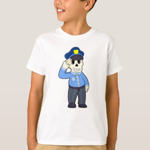 Skelett als Polizeibeamter mit Polizeihut T-Shirt