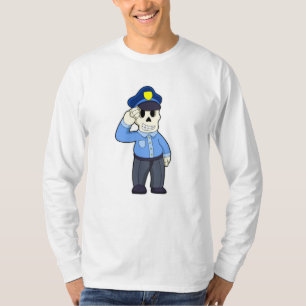 Skelett als Polizeibeamter mit Polizeihut T-Shirt