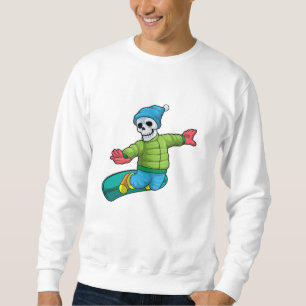 Skelett als Snowboarder mit Snowboard Sweatshirt