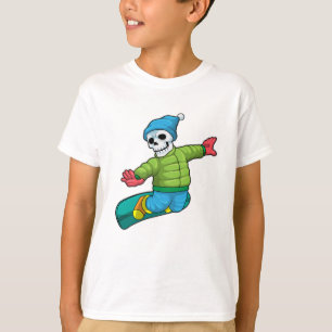 Skelett als Snowboarder mit Snowboard T-Shirt