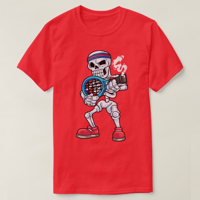 Skelett als Tennisspieler mit Kopf T-Shirt (Design vorne)