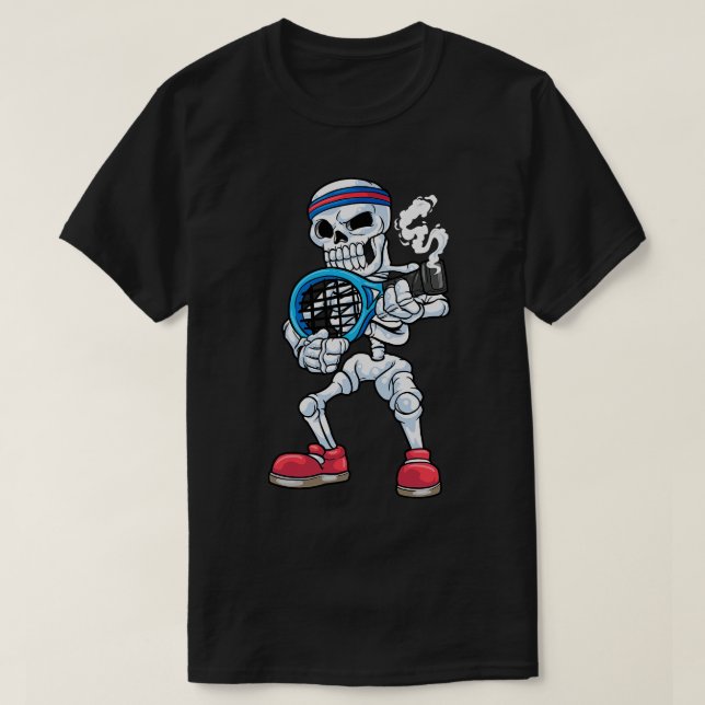 Skelett als Tennisspieler mit Kopf T-Shirt (Design vorne)