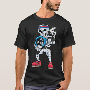 Skelett als Tennisspieler mit Kopf T-Shirt