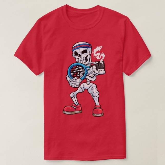 Skelett als Tennisspieler mit Kopf T-Shirt (Design vorne)