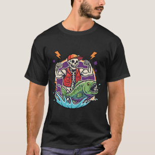 Skelett-Angel-Abenteuer Lustiges Halloween Grusel T-Shirt