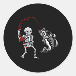 Skelett-Angler Byss Fischer Halloween Runder Aufkleber