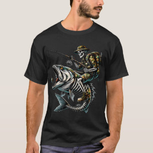 Skelett-Angler reitet auf riesigem Fisch – Hardcor T-Shirt