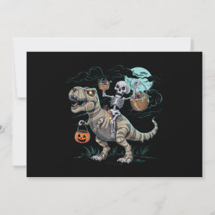 Skelett Auf Dinosaurier T Rex Reitend Halloween Kü Einladung