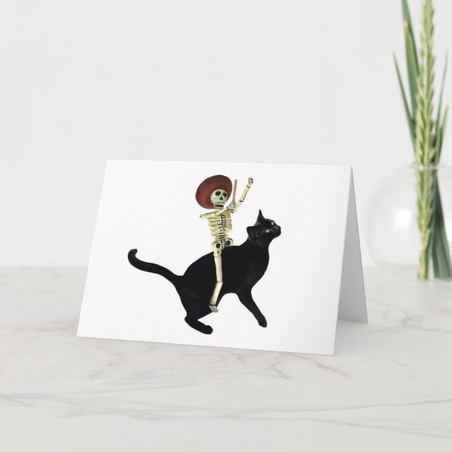 Skelett auf Katzen-Karte Karte (Vorderseite)