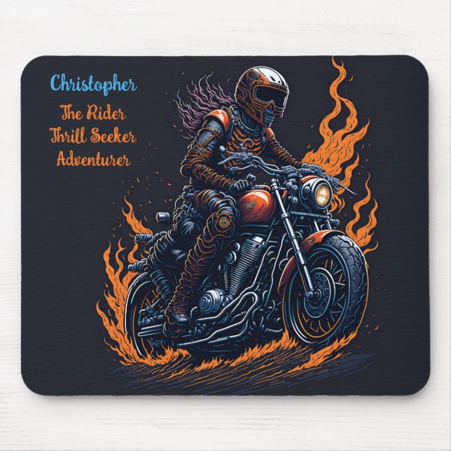 Skelett auf Motorrad Mousepad (Vorne)