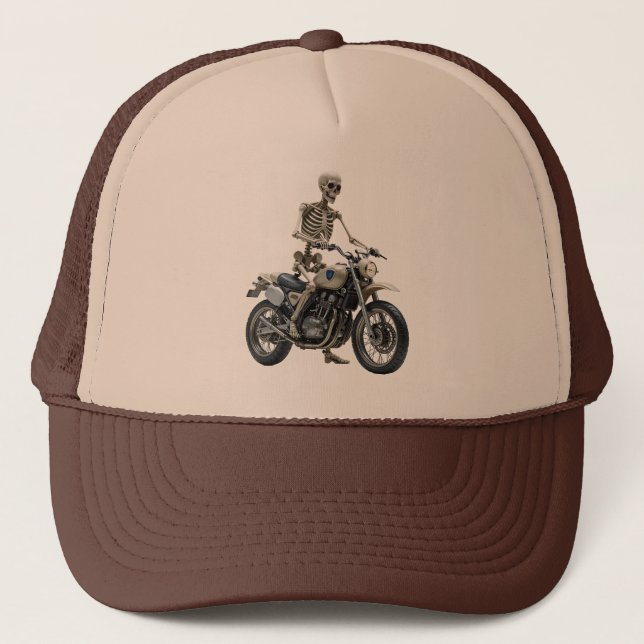 Skelett auf Motorrad Truckerkappe (Vorderseite)