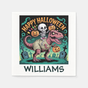 Skelett auf Mummy T-Rex - Spooky Dino Rider Serviette