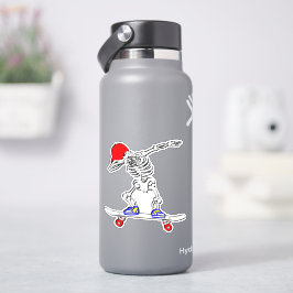 Skelett auf Skateboard 4" Kiss Cut Vinyl Sticker