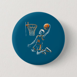 Skelett Basketballspieler Männer Jungen gruselig f Button