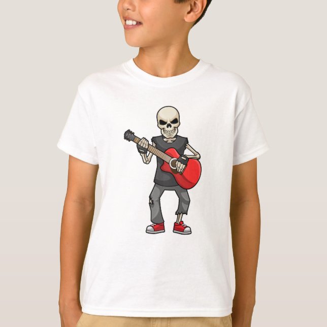 Skelett bei Musik mit Gitarre T-Shirt (Vorderseite)