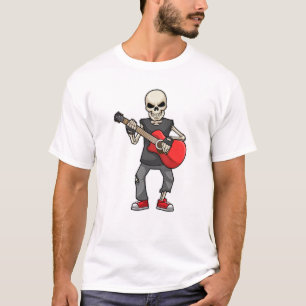 Skelett bei Musik mit Gitarre T-Shirt