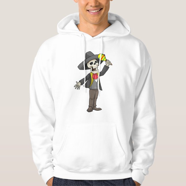 Skelett bei Musik mit Maracas Hoodie (Vorderseite)