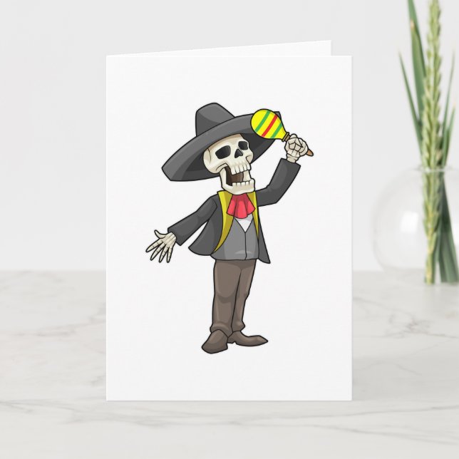 Skelett bei Musik mit Maracas Karte (Vorderseite)