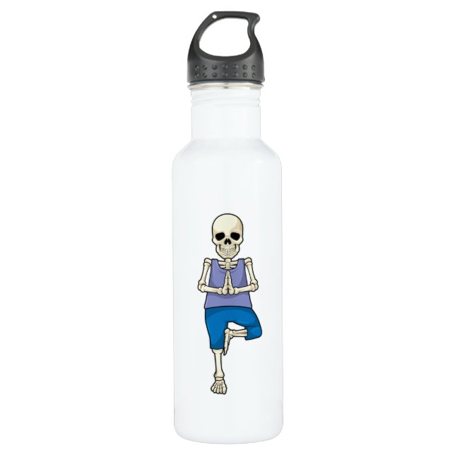 Skelett bei Yoga Stretching Edelstahlflasche (Vorderseite)