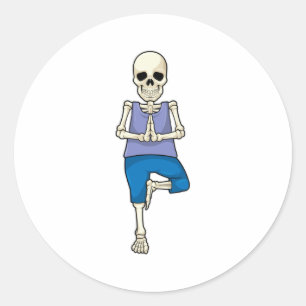 Skelett bei Yoga Stretching Runder Aufkleber