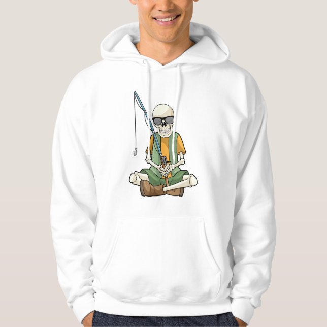 Skelett beim Angeln mit Angelrute Hoodie (Vorderseite)