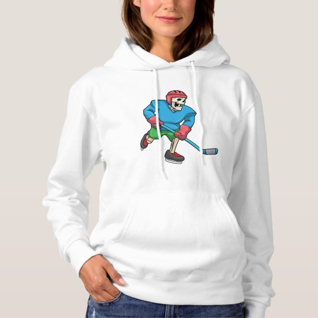 Skelett beim Eishockey mit Eishockeyschläger Hoodie (Vorderseite)