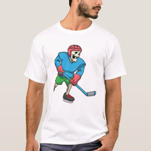 Skelett beim Eishockey mit Eishockeyschläger T-Shirt