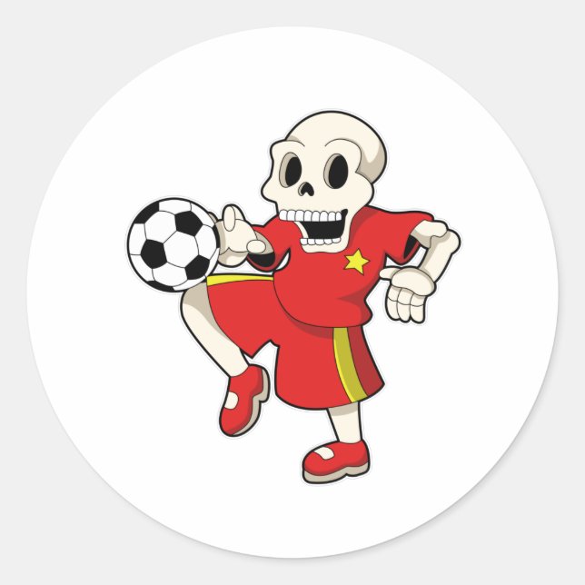 Skelett beim Fußballsport Runder Aufkleber (Vorderseite)