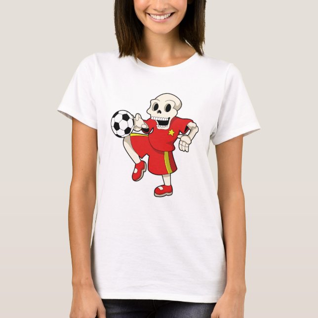 Skelett beim Fußballsport T-Shirt (Vorderseite)