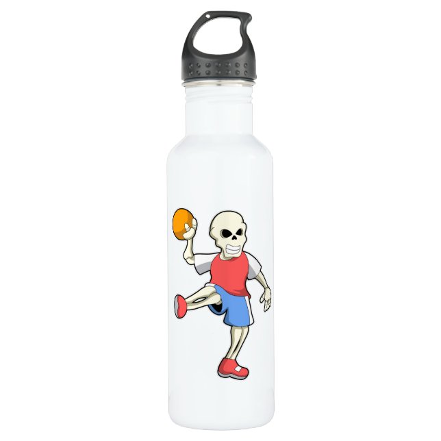 Skelett beim Handballspieler mit Handball Edelstahlflasche (Vorderseite)