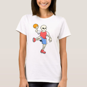 Skelett beim Handballspieler mit Handball T-Shirt
