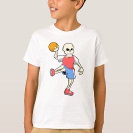 Skelett beim Handballspieler mit Handball T-Shirt