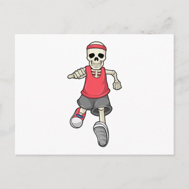 Skelett beim Laufen mit dem Headband Postkarte (Vorderseite)