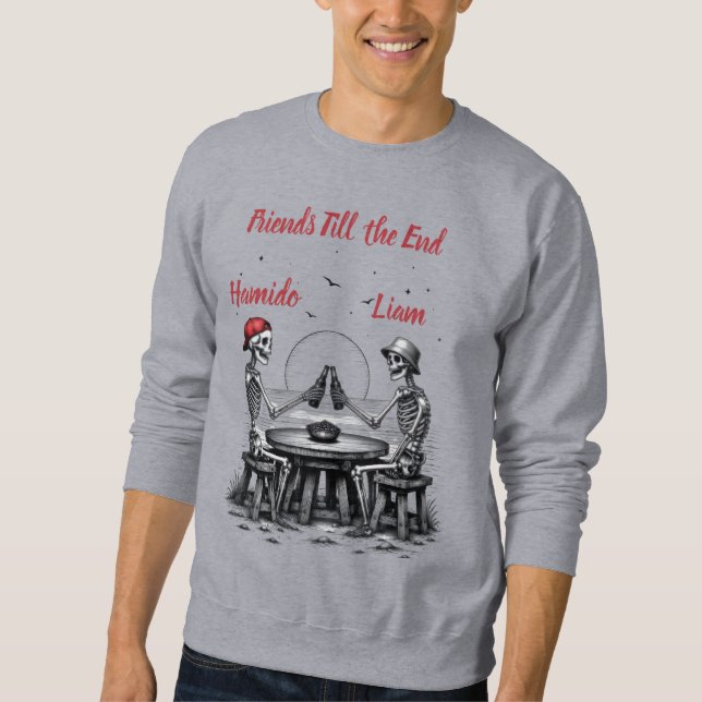 Skelett Beste Freunde Prost Sweatshirt (Vorderseite)