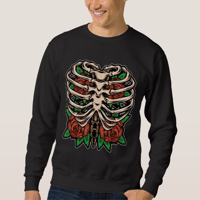 Skelett Blume Rib Cage X Ray Halloween Sweatshirt (Vorderseite)