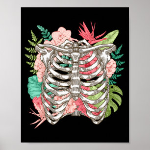 Skelett-Blumen Rippenkäfig Röntgenbild Lustiges Ha Poster