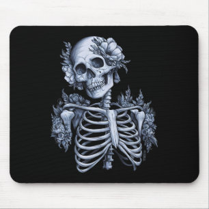 Skelett Blumen Totenkopf Halloween Gothic Okkult F Mousepad